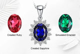 Oval Blue Sapphire Halo Pendant Necklace – 925 Sterling Silver Vintage Royal Style Necklace for Women - Julie bags