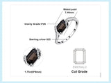 Smoky Quartz Emerald Cut Ring – 925 Sterling Silver for Women - Julie bags