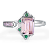 Pink Gemstone Cocktail Ring – 925 Sterling Silver Adjustable Statement Ring for Women - Julie bags