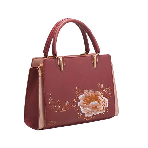 Retro Floral Embroidered Handbag with Multiple Pockets - Julie bags