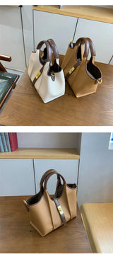 Women’s Canvas Bucket Bag with Leather Trim | Elegant Crossbody & Top Handle Tote Bag - Julie bags