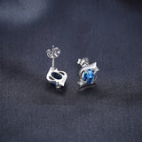 London Blue Topaz Oval Stud Earrings – 925 Sterling Silver Elegant Gemstone Earrings for Women - Julie bags