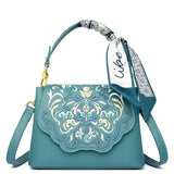 Royal Elegance Embroidered Leather Crossbody Messenger Bag - Julie bags