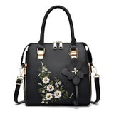 Elegant Floral Embroidered Leather Shoulder Bag - Julie bags