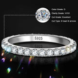 D Color Moissanite Eternity Ring – 925 Sterling Silver 18K White Gold Plated Wedding Band for Women - Julie bags