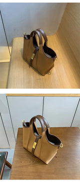 Women’s Canvas Bucket Bag with Leather Trim | Elegant Crossbody & Top Handle Tote Bag - Julie bags