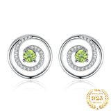 Peridot Circle Stud Earrings – 925 Sterling Silver Double Halo Gemstone Earrings for Women - Julie bags