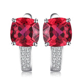 Green Emerald Cushion Cut Huggie Earrings – 925 Sterling Silver Gemstone Hoop Earrings for Women - Julie bags