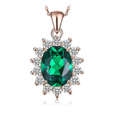 Oval Blue Sapphire Halo Pendant Necklace – 925 Sterling Silver Vintage Royal Style Necklace for Women - Julie bags