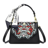 Royal Elegance Embroidered Leather Crossbody Messenger Bag - Julie bags