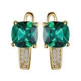 Green Emerald Cushion Cut Huggie Earrings – 925 Sterling Silver Gemstone Hoop Earrings for Women - Julie bags