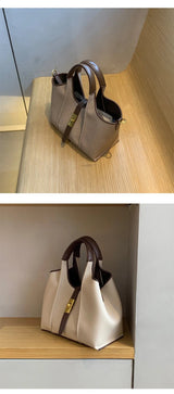Women’s Canvas Bucket Bag with Leather Trim | Elegant Crossbody & Top Handle Tote Bag - Julie bags