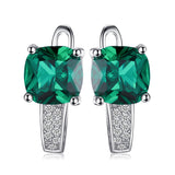 Green Emerald Cushion Cut Huggie Earrings – 925 Sterling Silver Gemstone Hoop Earrings for Women - Julie bags