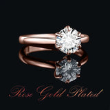 Round Cut Moissanite Solitaire Ring – 925 Sterling Silver Dainty Engagement Ring for Women - Julie bags