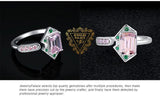Pink Gemstone Cocktail Ring – 925 Sterling Silver Adjustable Statement Ring for Women - Julie bags