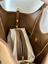 Women’s Canvas Bucket Bag with Leather Trim | Elegant Crossbody & Top Handle Tote Bag - Julie bags