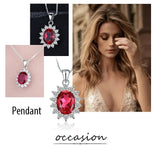 Oval Blue Sapphire Halo Pendant Necklace – 925 Sterling Silver Vintage Royal Style Necklace for Women - Julie bags