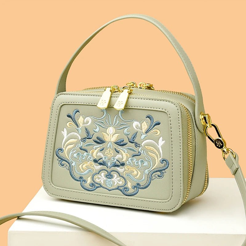 Floral Embroidery High - Quality Leather Shoulder Bag - Julie bags