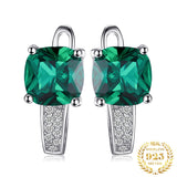 Green Emerald Cushion Cut Huggie Earrings – 925 Sterling Silver Gemstone Hoop Earrings for Women - Julie bags