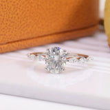 Oval Cut Moissanite Engagement Ring – 925 Sterling Silver 18K White Gold Plated Promise Ring for Women - Julie bags