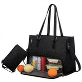 PU Leather Floral Lunch & Laptop Tote – Women’s Work Bag - Julie bags
