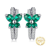 Butterfly Emerald Hoop Earrings – 925 Sterling Silver, Elegant Green Gemstone for Women - Julie bags