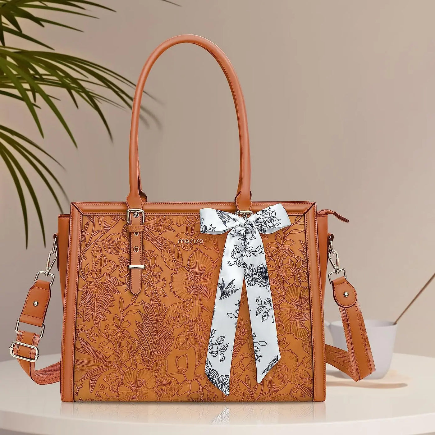 Elegant Floral Laptop Tote Bag