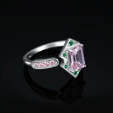 Pink Gemstone Cocktail Ring – 925 Sterling Silver Adjustable Statement Ring for Women - Julie bags