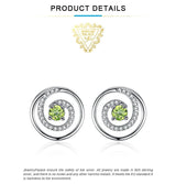 Peridot Circle Stud Earrings – 925 Sterling Silver Double Halo Gemstone Earrings for Women - Julie bags