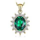 Oval Blue Sapphire Halo Pendant Necklace – 925 Sterling Silver Vintage Royal Style Necklace for Women - Julie bags
