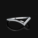 JewelryPalace 5A CZ V Half Eternity Stakable 925 Sterling Silver Wedding Band Ring for Woman Anniversary Gift Fine Jewelry - Julie bags