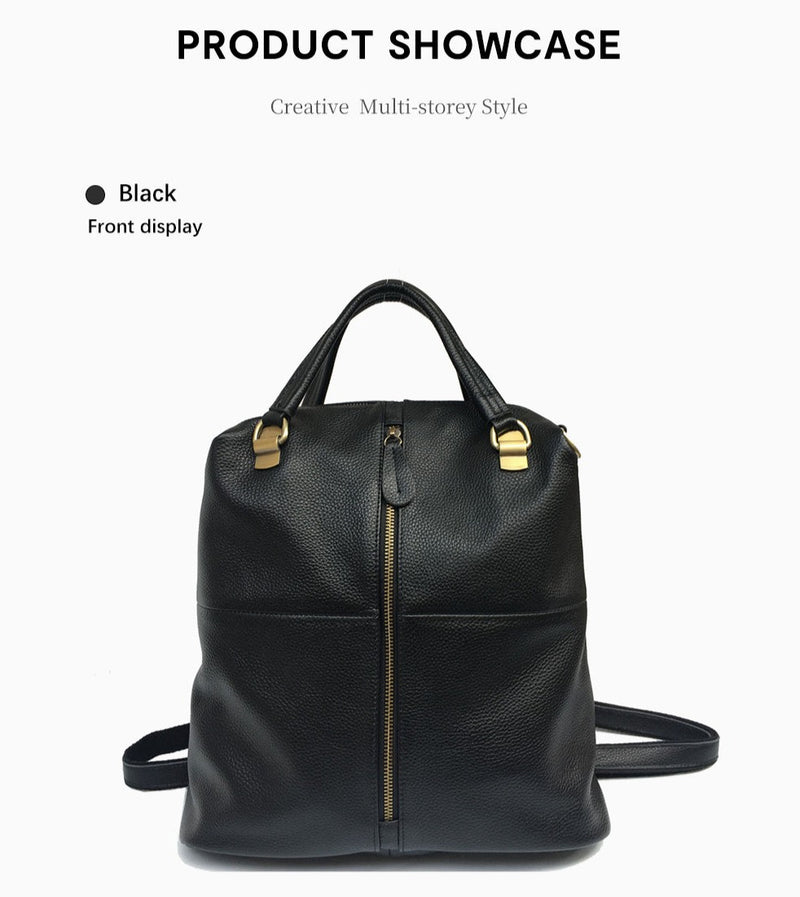 Vintage Genuine Leather Women's Backpack: Stylish Anti-Theft School Bag - Julie bags