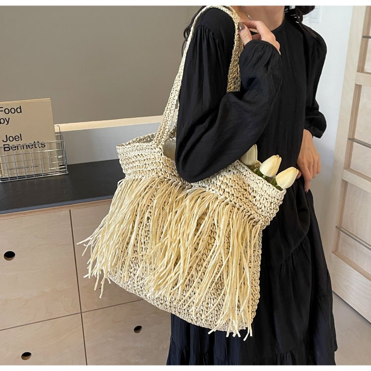 Sun-Kissed Style: Embrace the Serenity with our Striped Beach Straw Bag - Julie bags