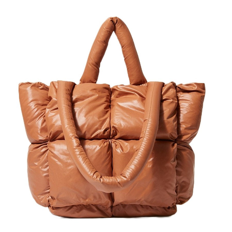 PILLOW PUFFER BAG in Beige,padded Super Puffer Oversize Tote Shopper Bag  Shoulder Bag 
