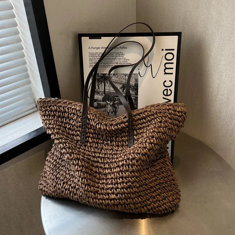 Luxurious Straw Woven Tote Bag - Julie bags
