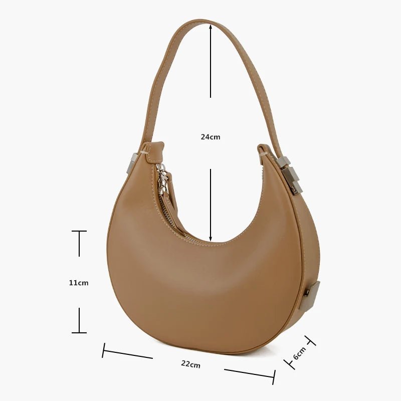 Genuine Leather Half Moon Bag Handbag High Quality Round - Julie Genuine Leather Half Moon Bag Handbag High Quality Round - Julie