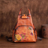 Vintage Chic: Genuine Leather Women's Backpack - Julie bags