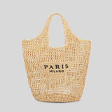 Chic Hollow Tote: Brand Letter Straw Handbag for Women - Julie bags