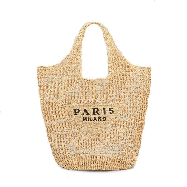 Chic Hollow Tote: Brand Letter Straw Handbag for Women - Julie bags
