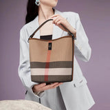 Plaid Canvas Luxury Women's Bucket – Timeless Elegance - Julie bags