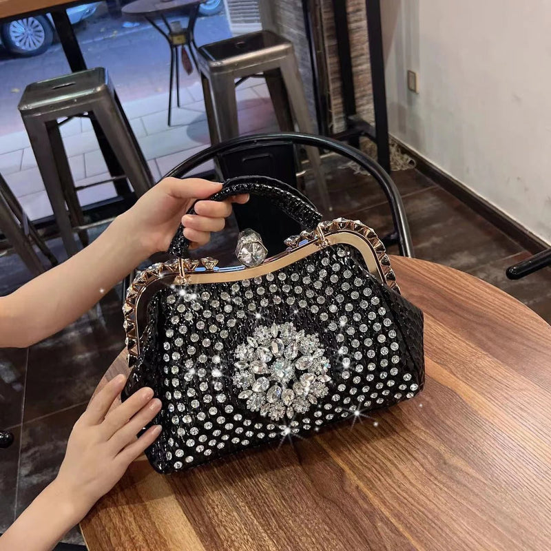 Timeless Elegance: Luxury Diamond-Embellished Women's Leather Handbag - Julie bags