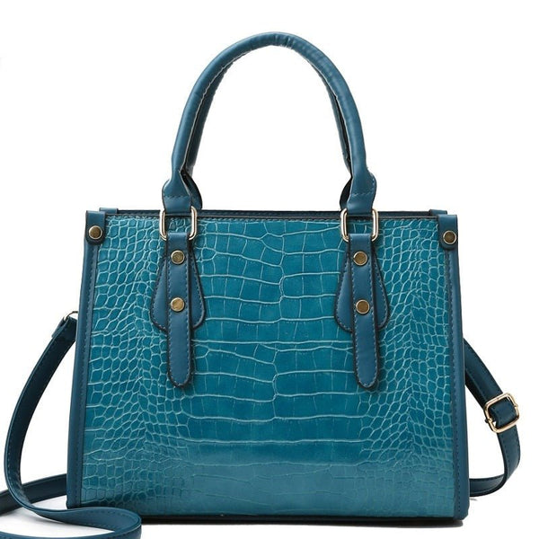 Crocodile Embossed Handbag, Women's Satchel Purse, Elegant Crossbody Bag