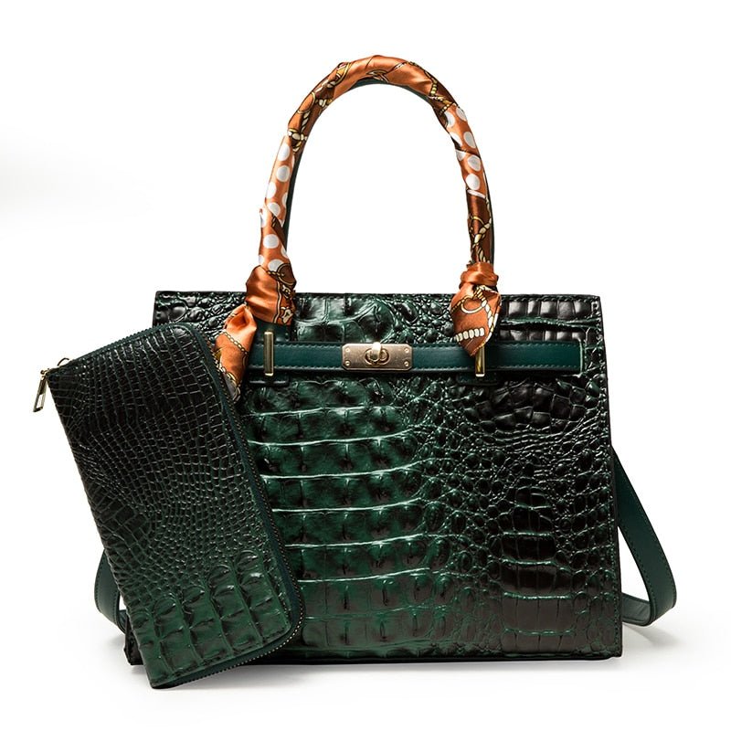 Luxury Crocodile Pattern Handbag