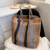 Sun-Kissed Style: Embrace the Serenity with our Striped Beach Straw Bag - Julie bags