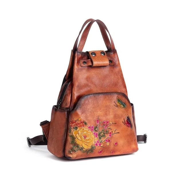 Vintage Chic: Genuine Leather Women's Backpack - Julie bags