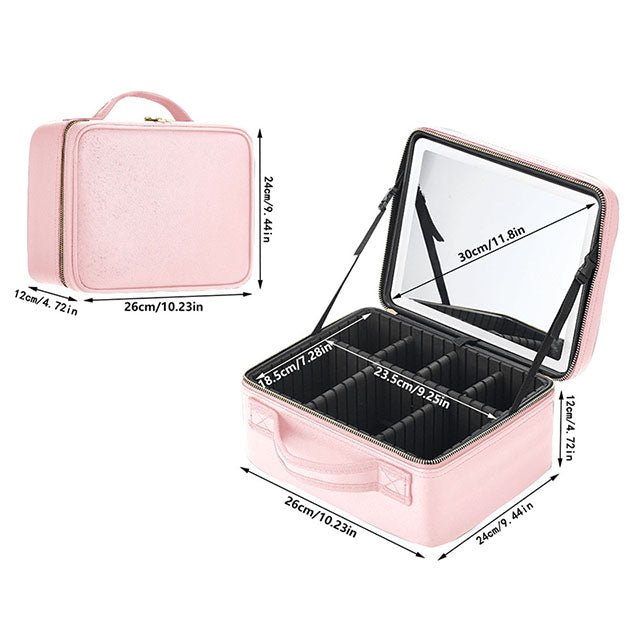 Illuminate Your Beauty: Large Capacity Cosmetic Bag with LED Mirror - Julie bags