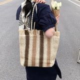 Sun-Kissed Style: Embrace the Serenity with our Striped Beach Straw Bag - Julie bags