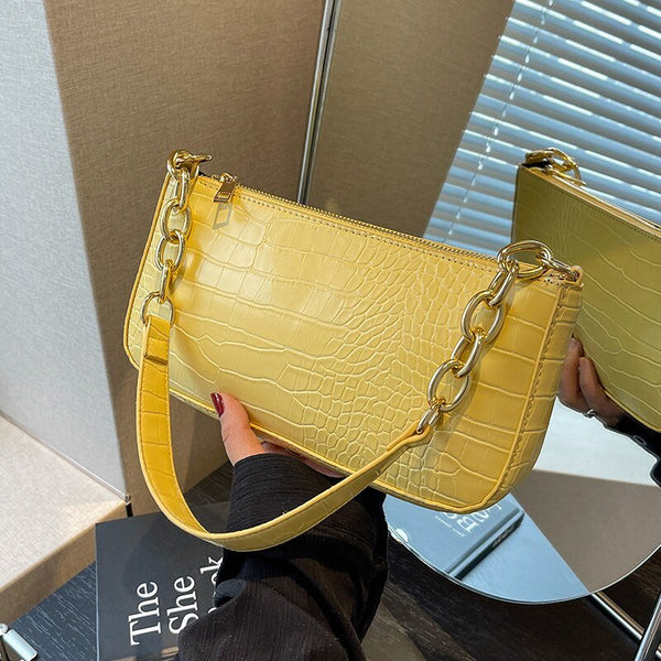 Stay on Trend with Our Crocodile Pattern Baguette Shoulder Bag - Julie bags