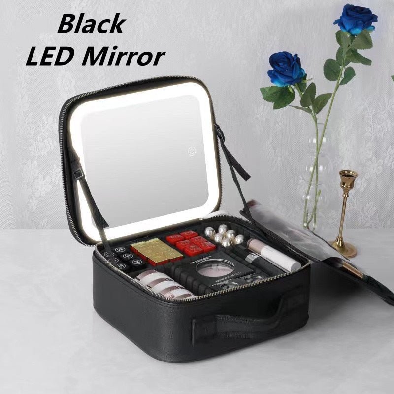 Glamour on the Go: Women LED Light Cosmetic Bag - Julie bags
