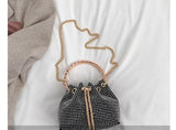Trendy and Colorful: Women's Diamante Chain Tassel Crossbody Bucket Bag - Julie bags